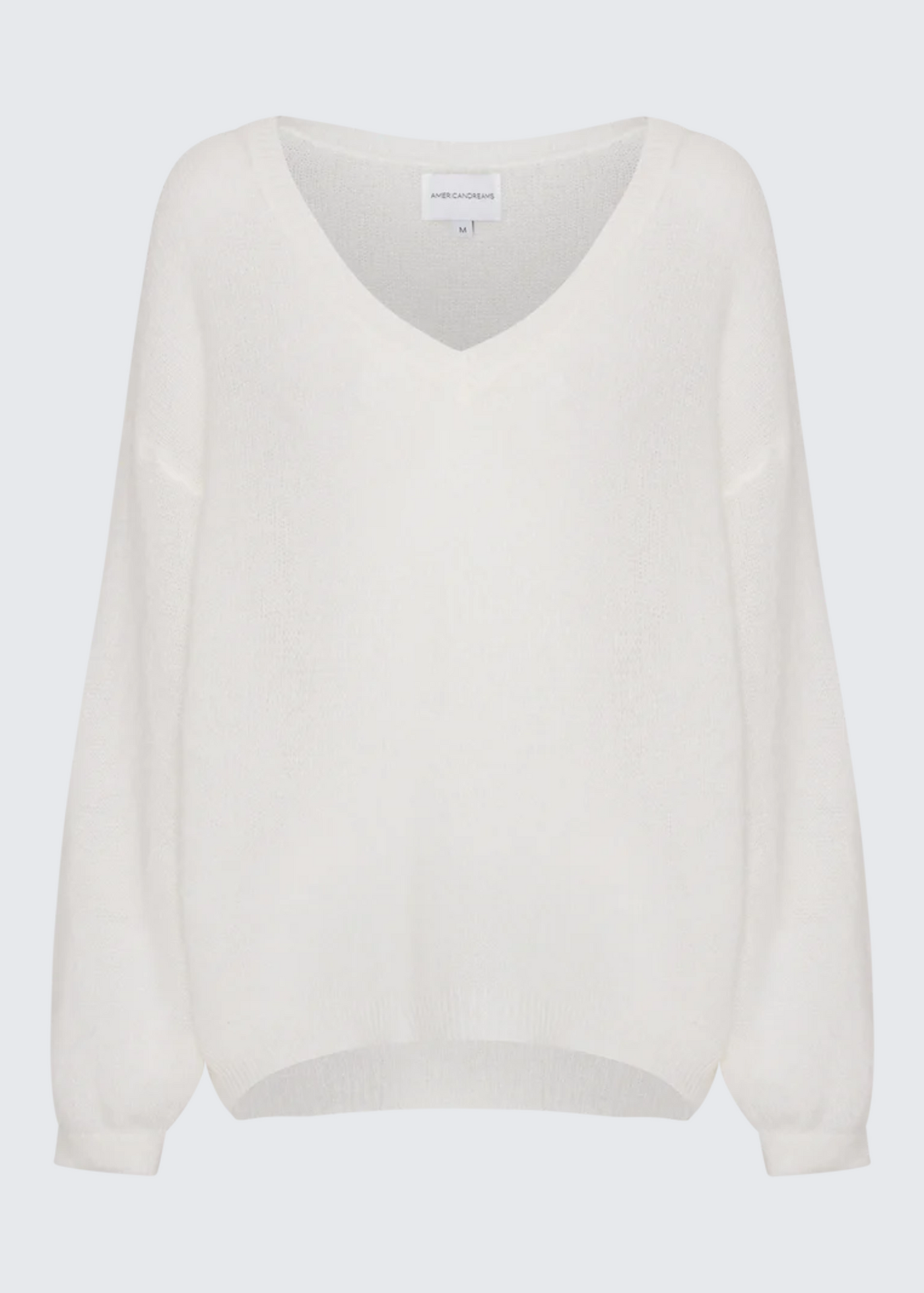 American Dreams V-neck “Love” Mohair Sweater - White/Blue