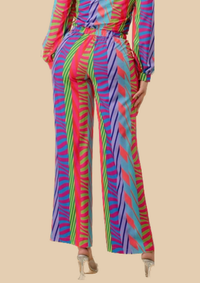 The Pink Door Abstract Print Trousers - Multicolour
