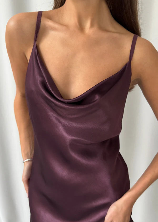 Charli Alena Satin Dress Burgundy