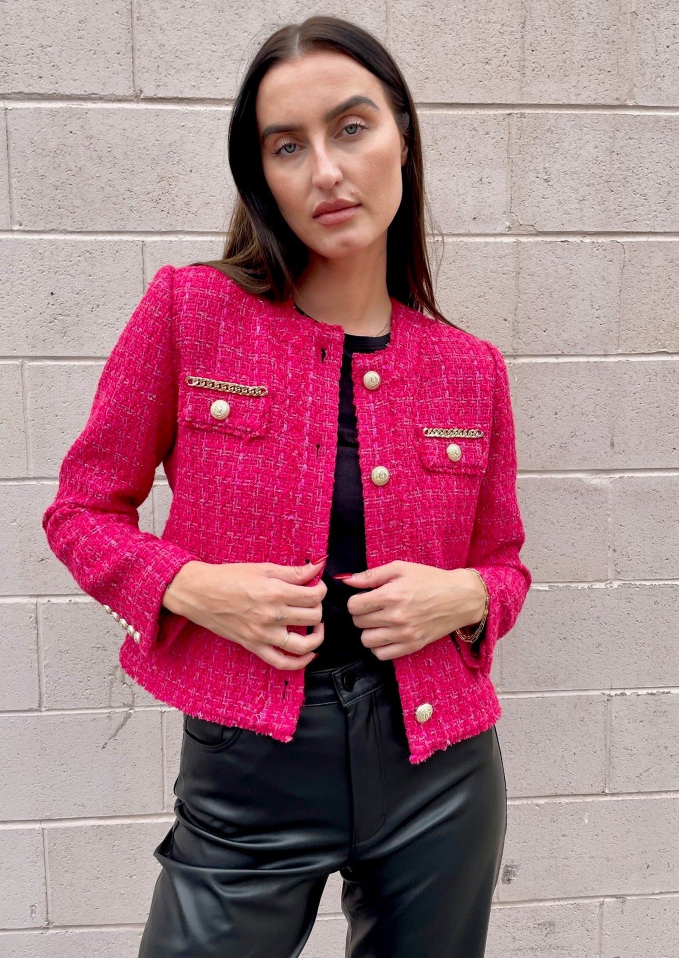 Generation Love Kristen Tweed Blazer - Hot Pink