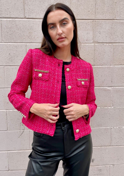 Generation Love Kristen Tweed Blazer - Hot Pink