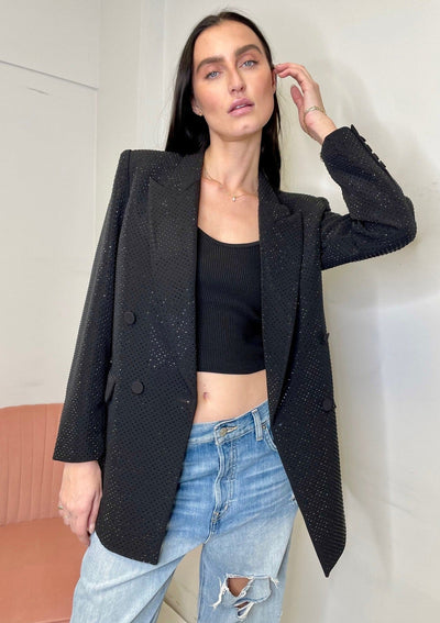 Generation Love Baxter Crystal Double Breasted Blazer - Black
