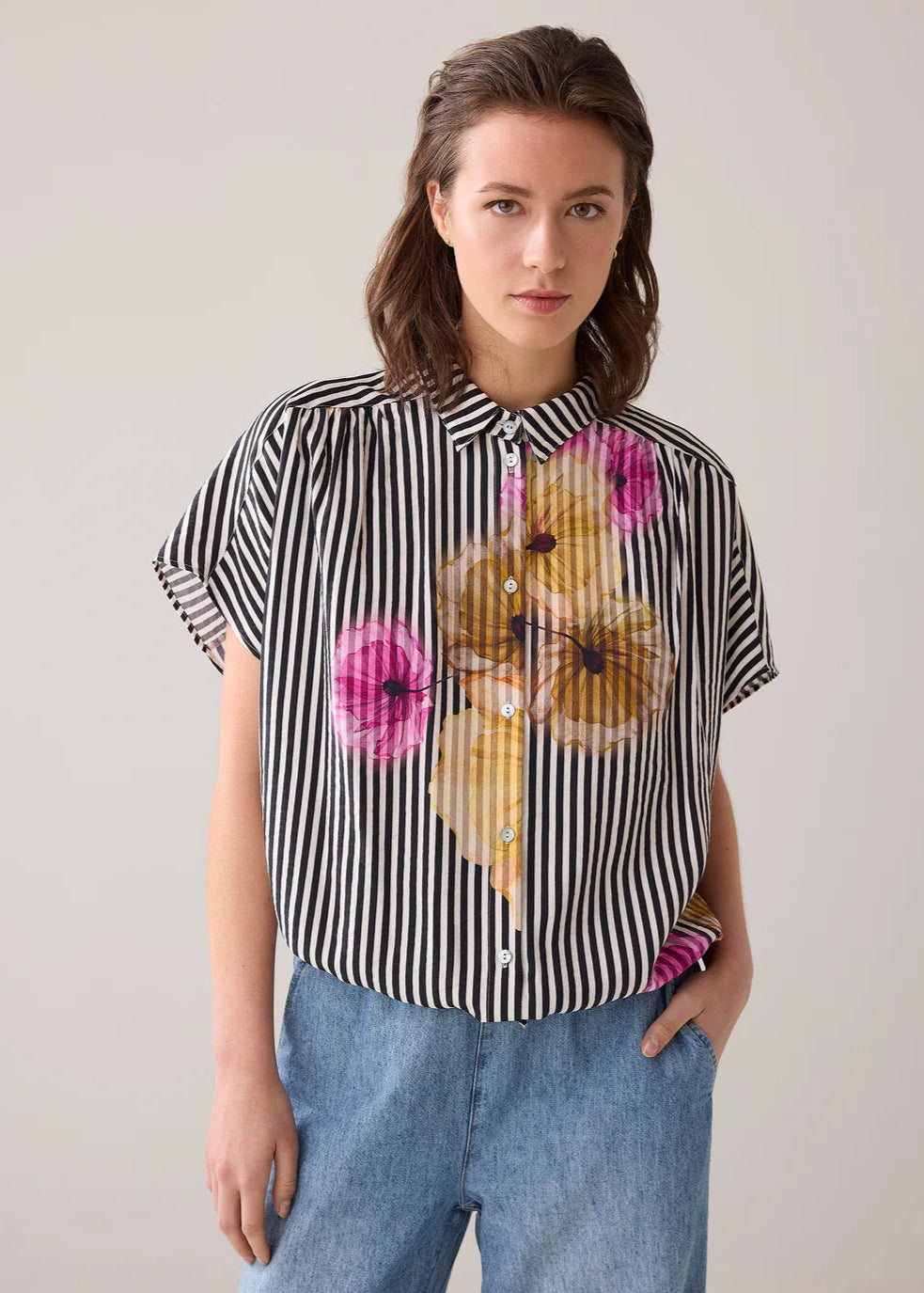 SUMMUM Blouse Sleeveless Flowers & Stripes