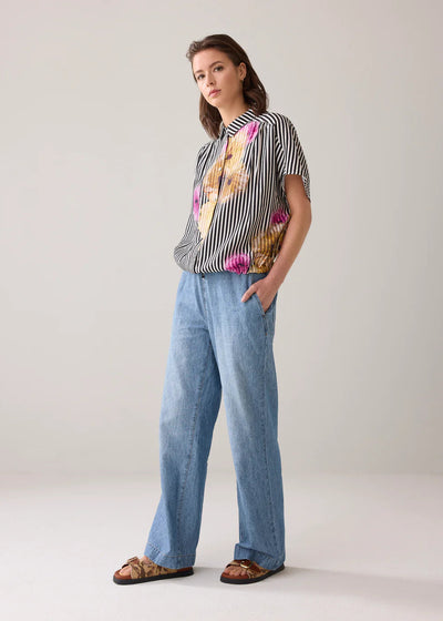 SUMMUM Blouse Sleeveless Flowers & Stripes