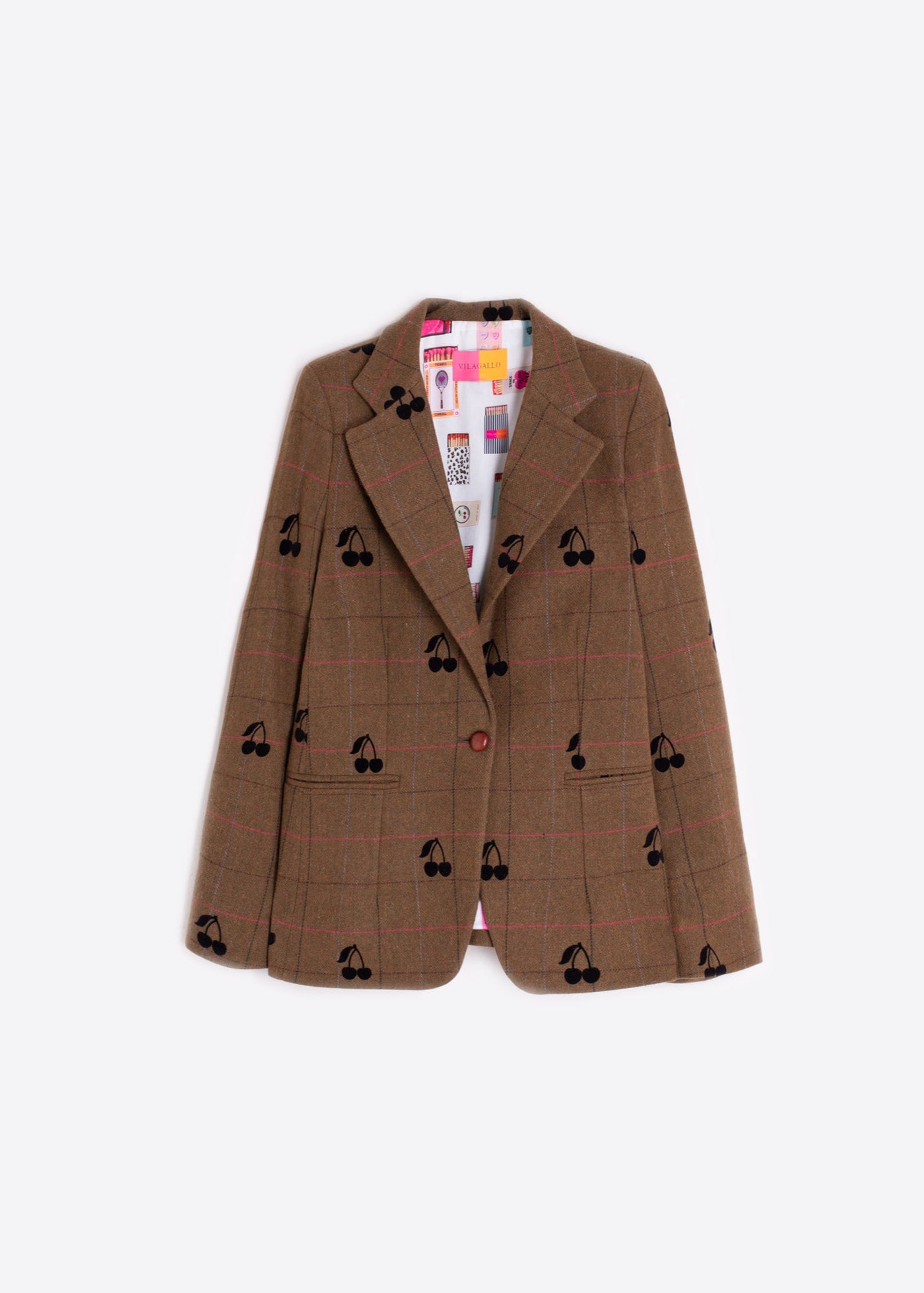 Vilagallo Helen Cherry Plaid Blazer