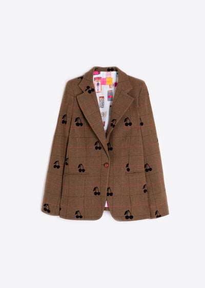 Vilagallo Helen Cherry Plaid Blazer