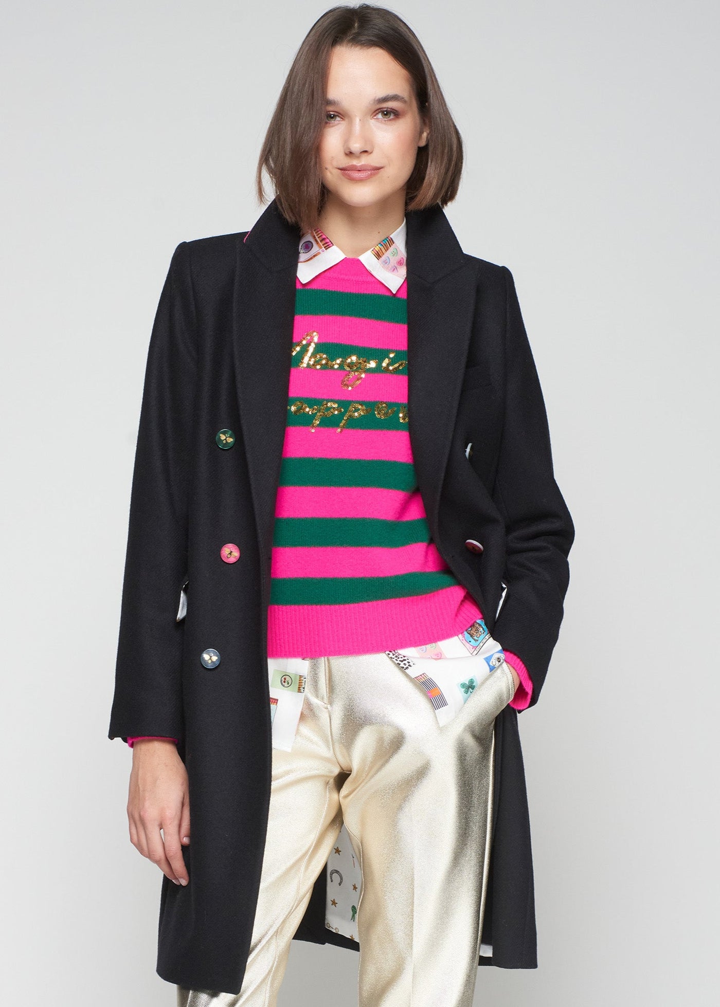 Vilagallo Lian Coat w/ Bee Buttons