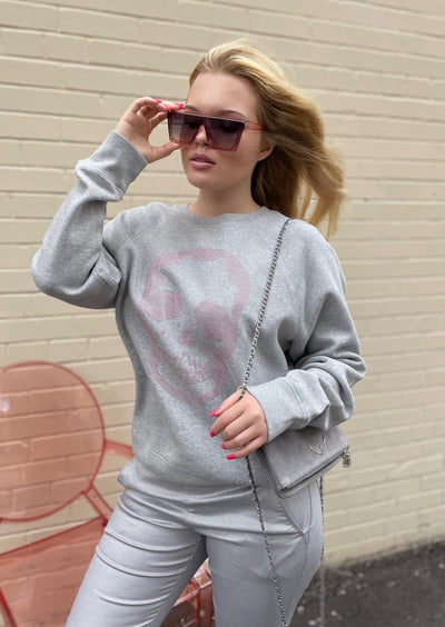 Zadig & Voltaire Skull Strass Rhinestone Sweatshirt - Grey