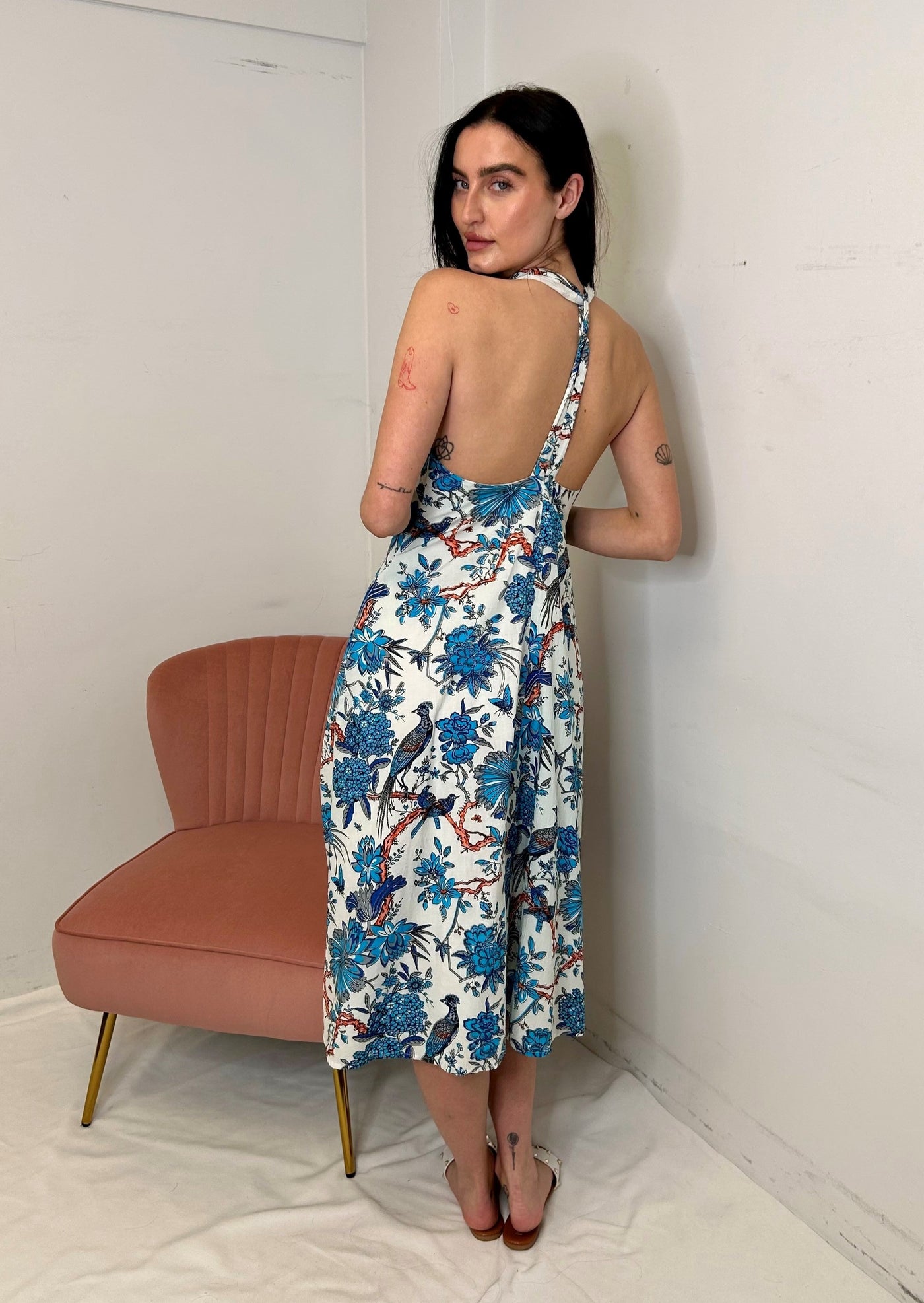 Stark X Bird Print Taj Midi Dress - Multicolour