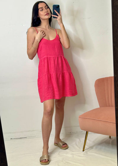 Stark X Linen Mykonos Mini Dress - Rose