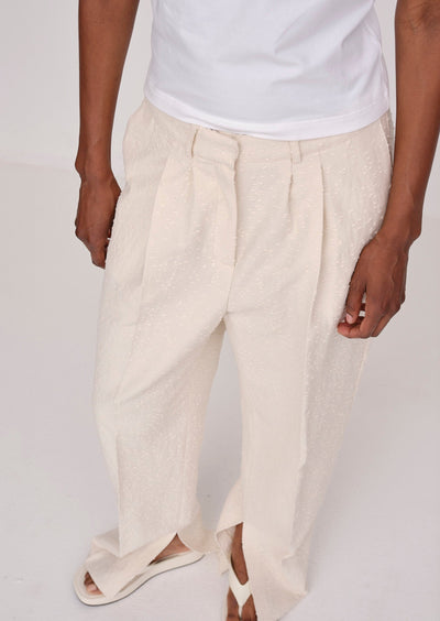 HERSKIND Rupert Textured Trousers - Cream