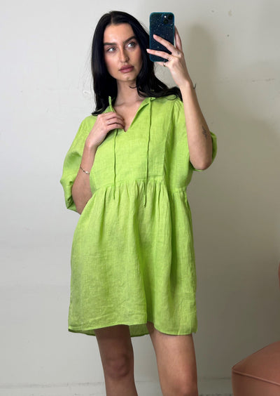 Stark X Linen Queen Dress - Lime