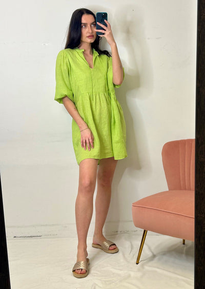 Stark X Linen Queen Dress - Lime