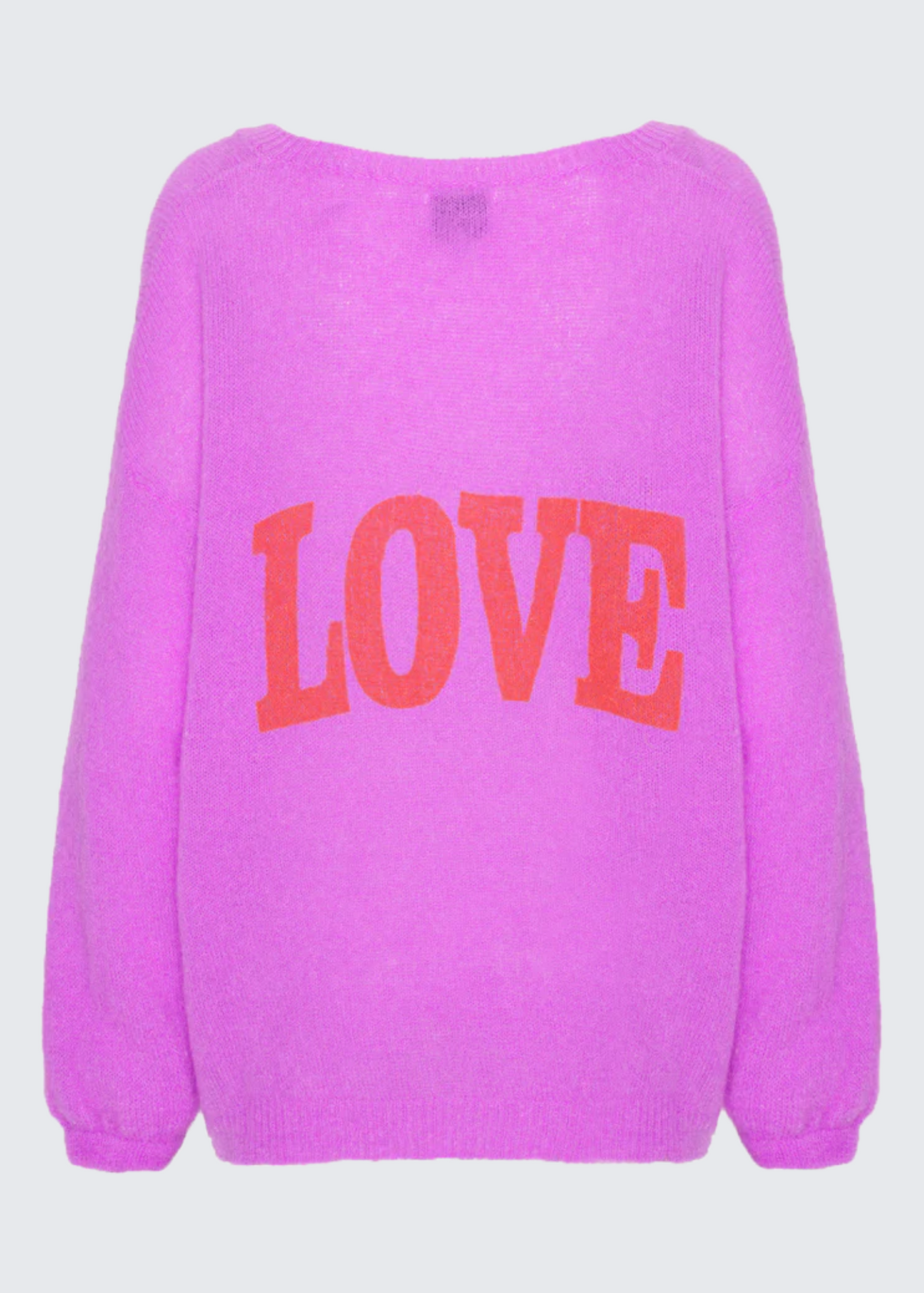 American Dreams V-neck “Love” Mohair Sweater - Magenta