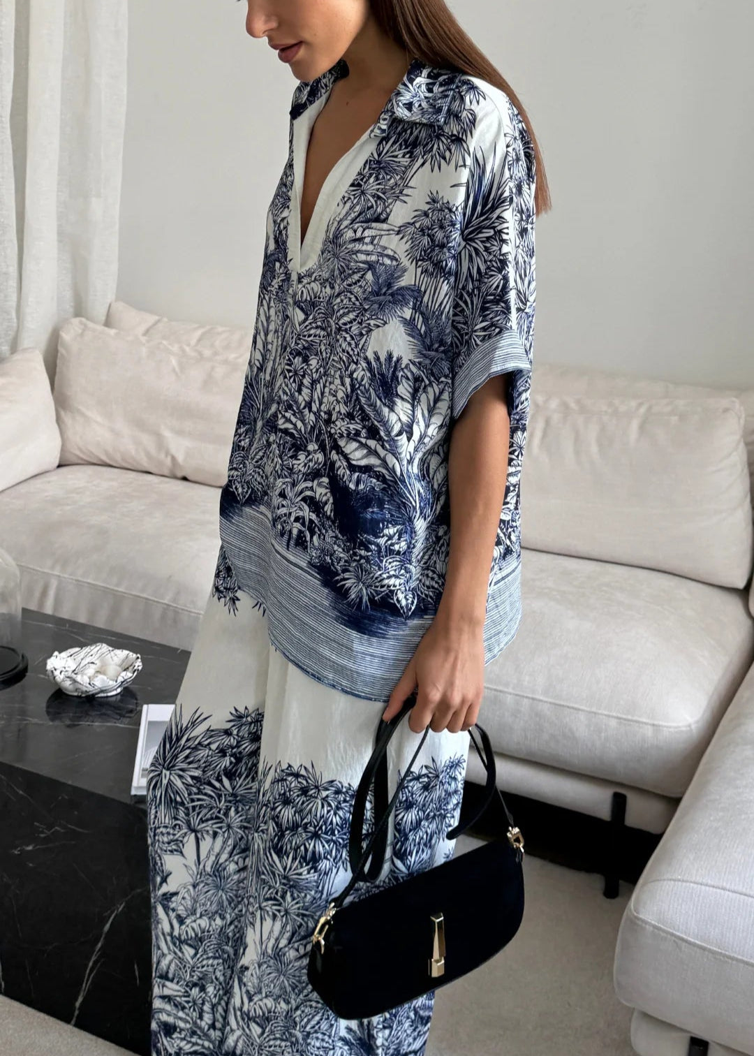 Charli Stella Set Indigo Blue Print