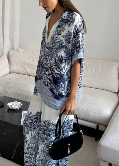 Charli Stella Set Indigo Blue Print
