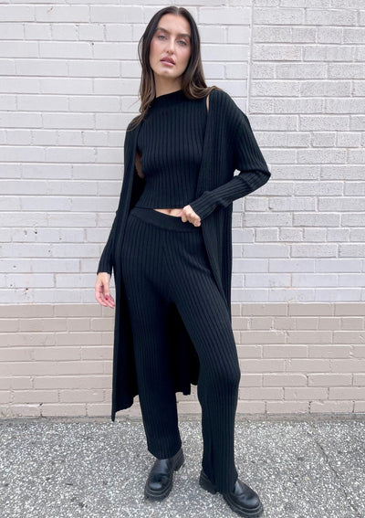 Long Knit Cardigan - Black