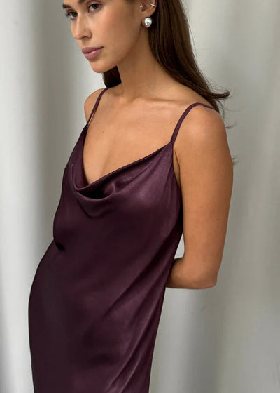 Charli Alena Satin Dress Burgundy