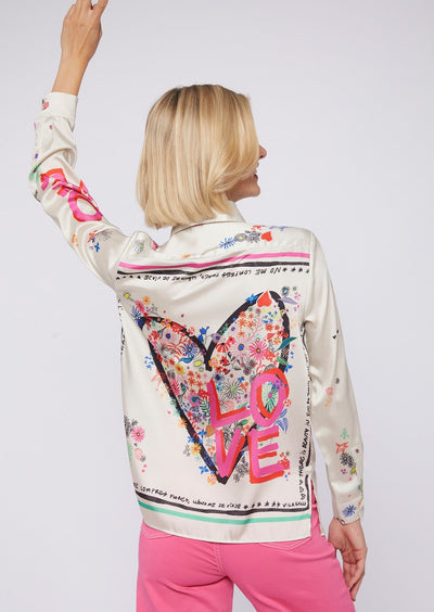 Vilagallo Irina “Love” Graffiti Blouse - Champagne