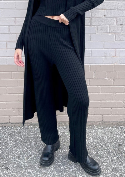 Knit Wide Leg Pant - Black