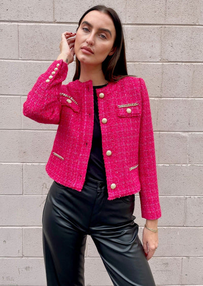 Generation Love Kristen Tweed Blazer - Hot Pink