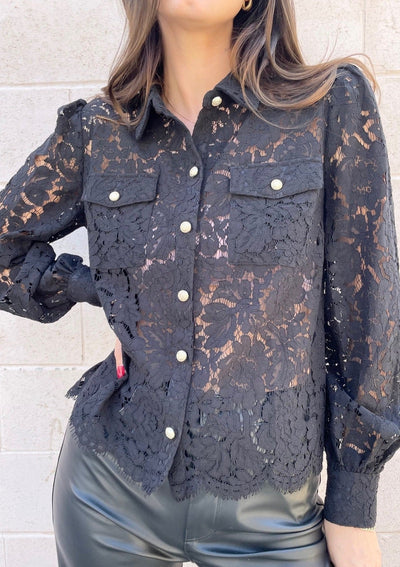 Generation Love Loretta L/S Lace Shirt - Black