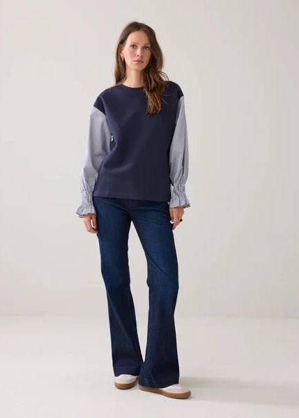 SUMMUM Pinstripe Detail Sweatshirt Navy