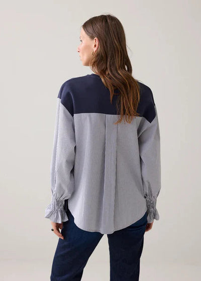 SUMMUM Pinstripe Detail Sweatshirt Navy