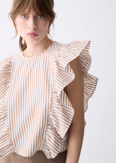 Deluc Cesar Striped Top Tan