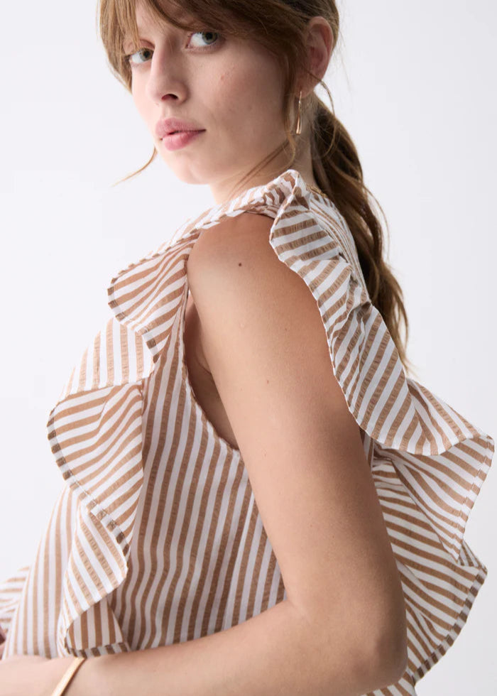 Deluc Cesar Striped Top Tan