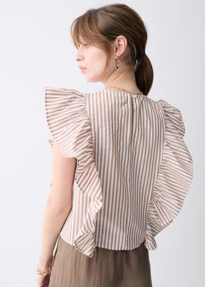 Deluc Cesar Striped Top Tan