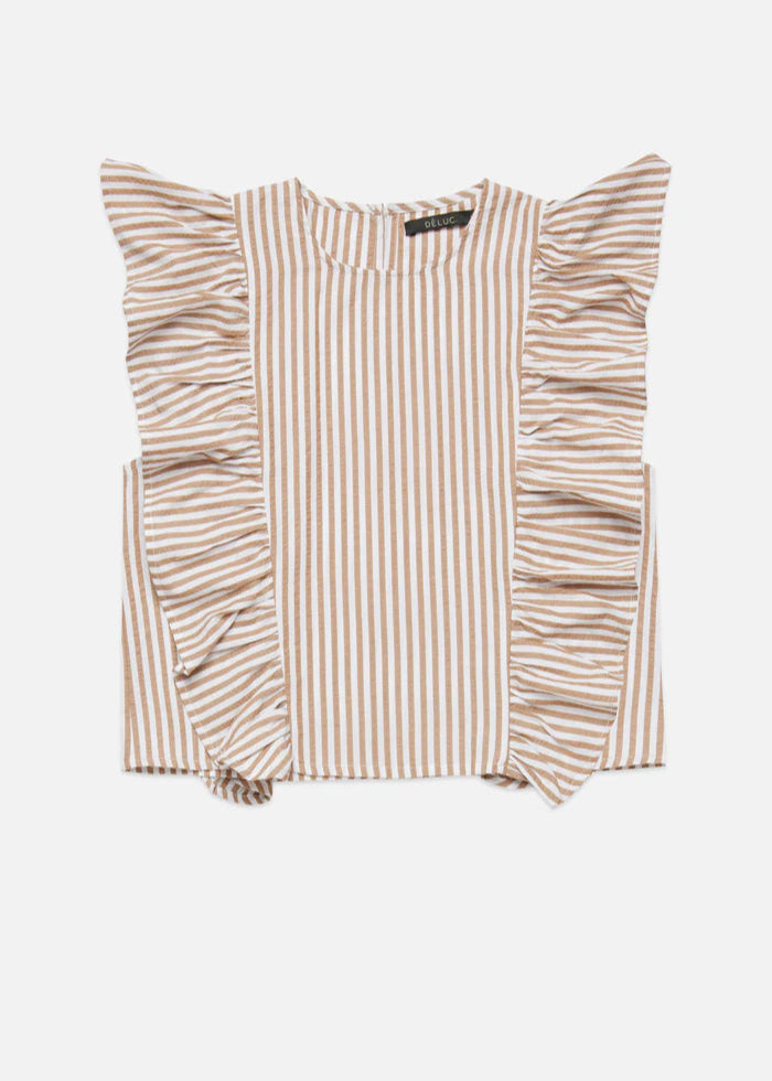 Deluc Cesar Striped Top Tan