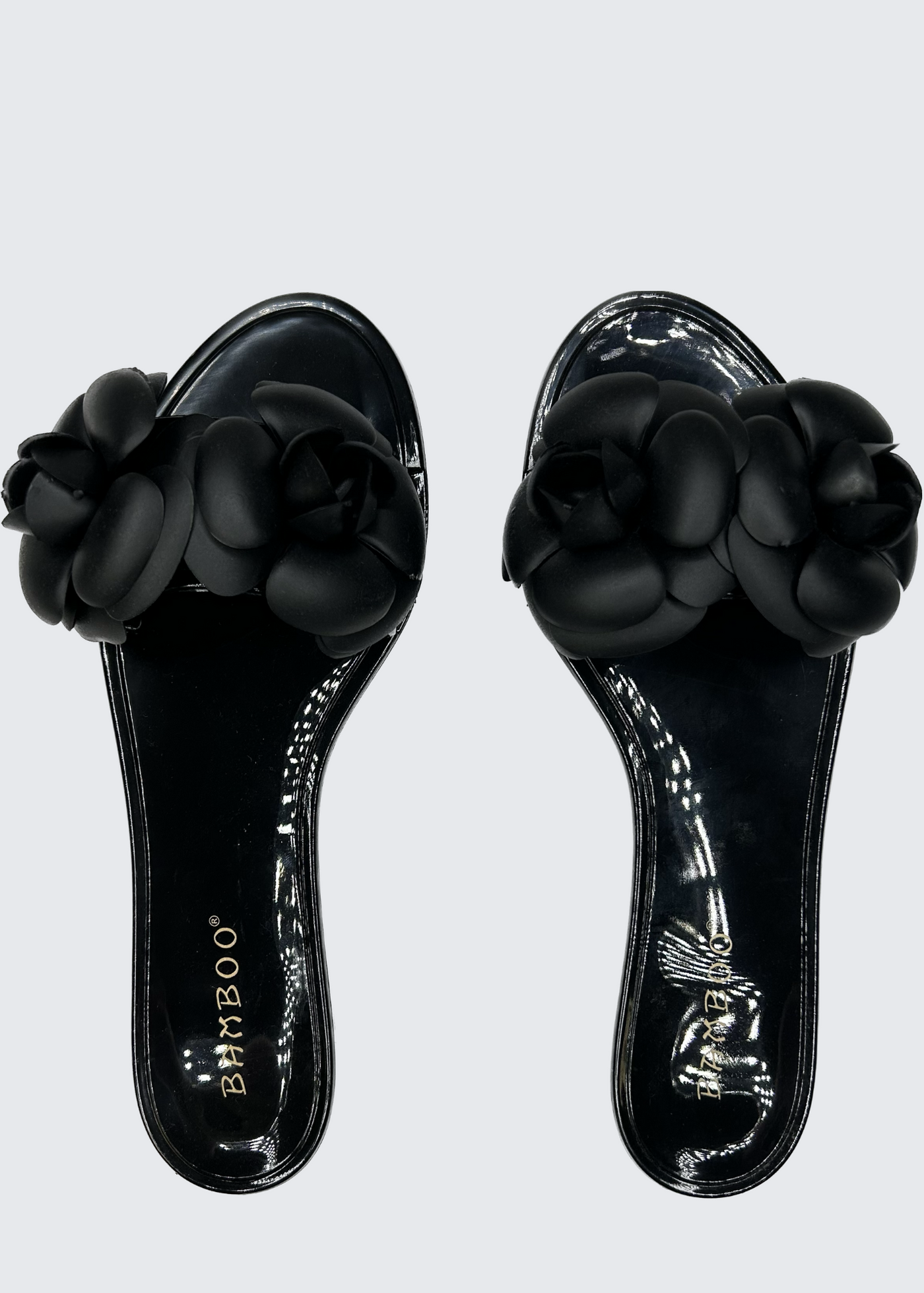 Bamboo Camellia Flower Sandal - Black