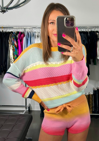 WISPR Pointelle Stripe Sweatshirt - Multicolour