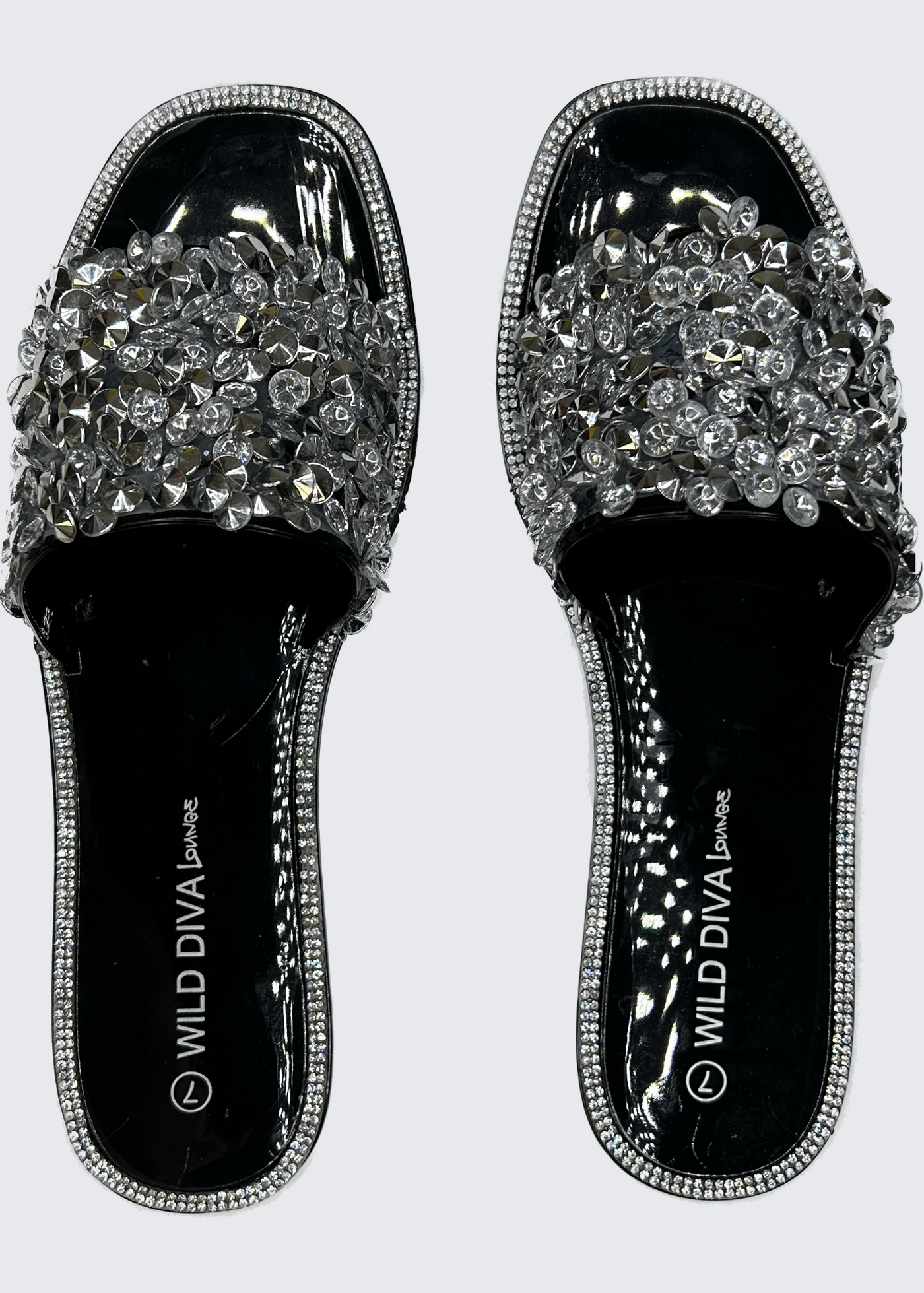 Wild Diva Jacelyn Diamond Embellished Black Sandal