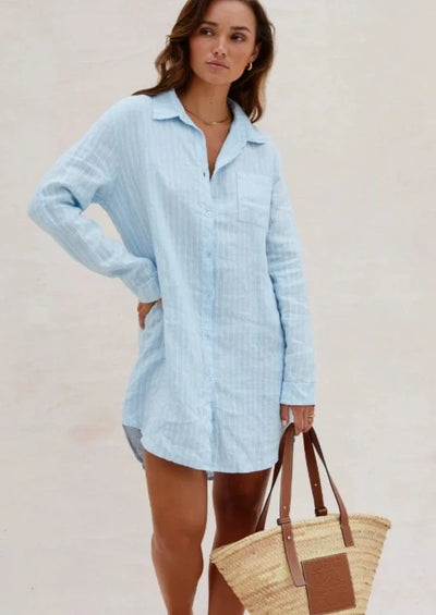 Charli Provence Linen Shirt - Blue