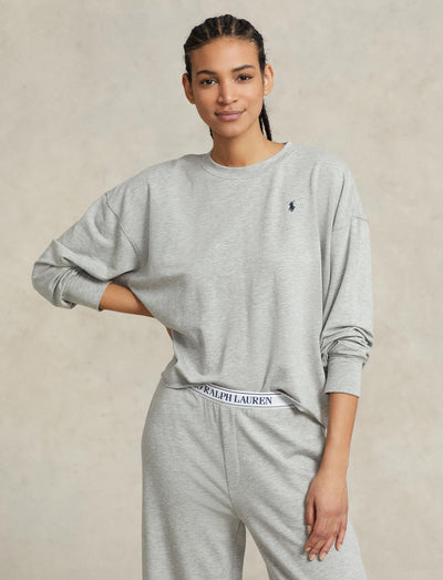 Polo Ralph Lauren Club Terry Crew Wide Leg Heather Grey