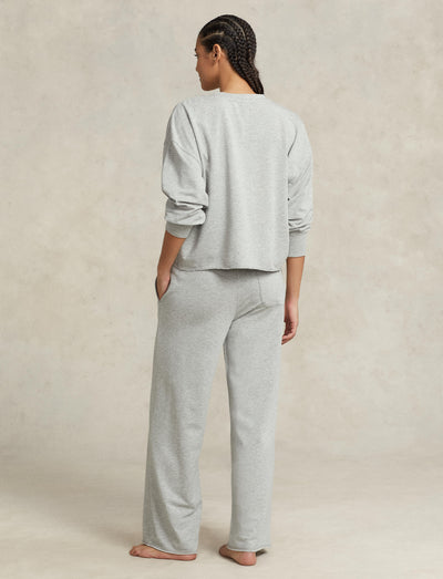 Polo Ralph Lauren Club Terry Crew Wide Leg Heather Grey