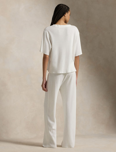 2 Piece Set S/S Top Straight Pant ECRU