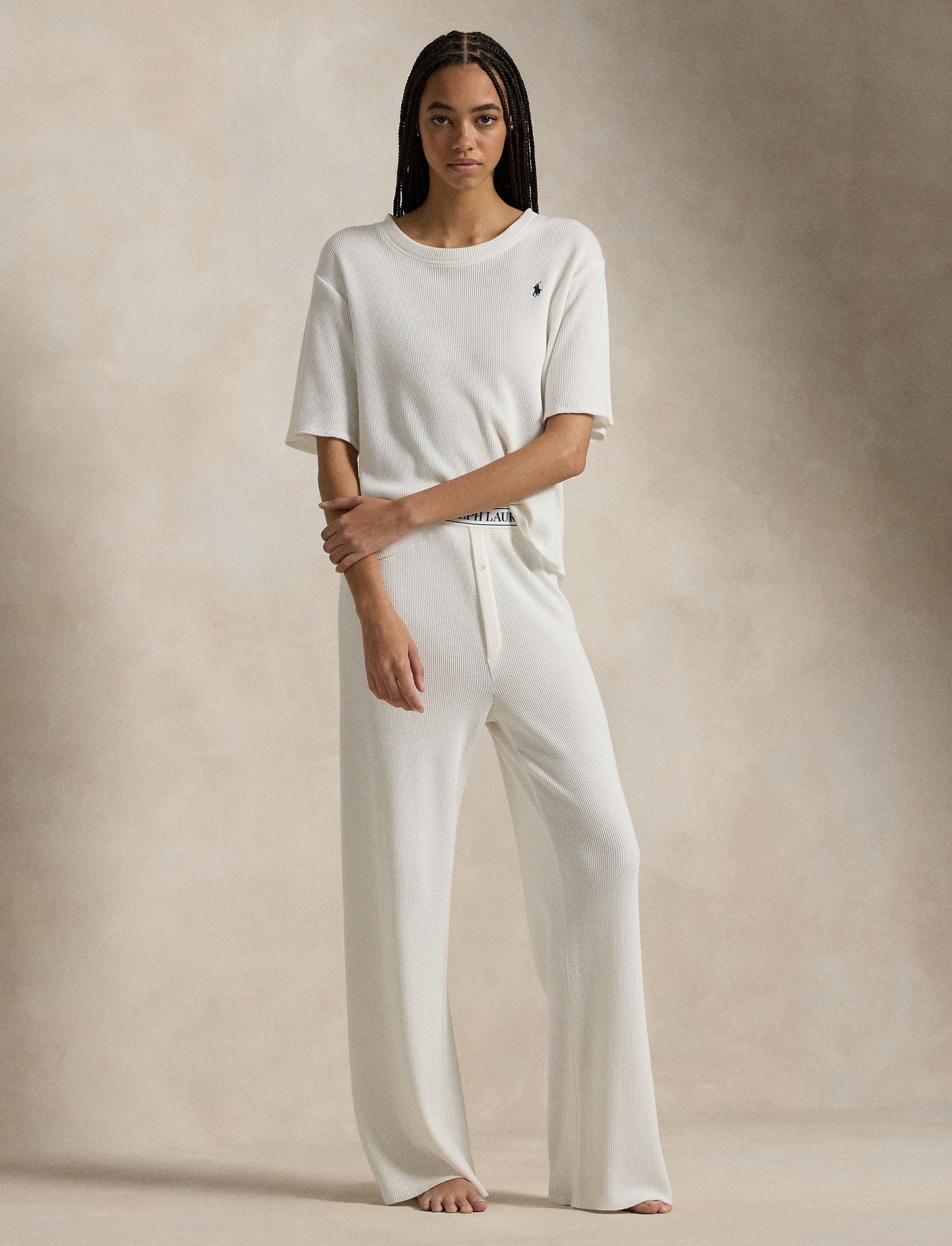2 Piece Set S/S Top Straight Pant ECRU