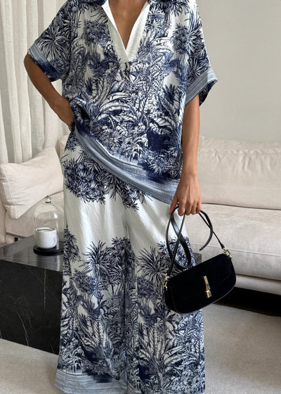 Charli Stella Set Indigo Blue Print