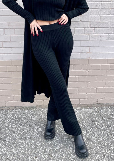 Knit Wide Leg Pant - Black