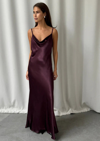Charli Alena Satin Dress Burgundy