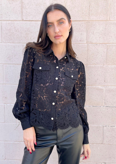 Generation Love Loretta L/S Lace Shirt - Black