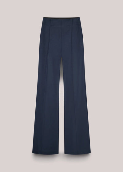 SUMMUM Washed Scuba Wide Leg Pants Navy