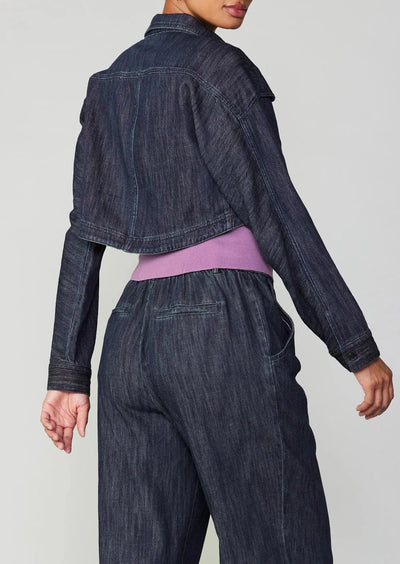 The Pink Door Cropped Denim Jacket - Indigo