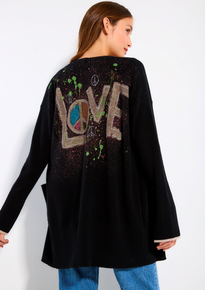 Lisa Todd Peace & Love Cashmere Cardi - Onyx