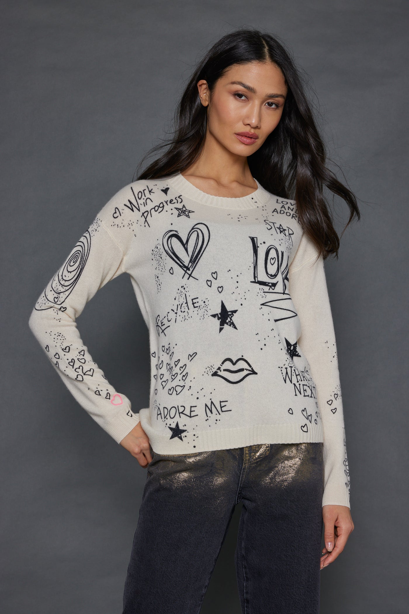 Lisa Todd The Messenger Cashmere Crew Neck Sweater - Frosting