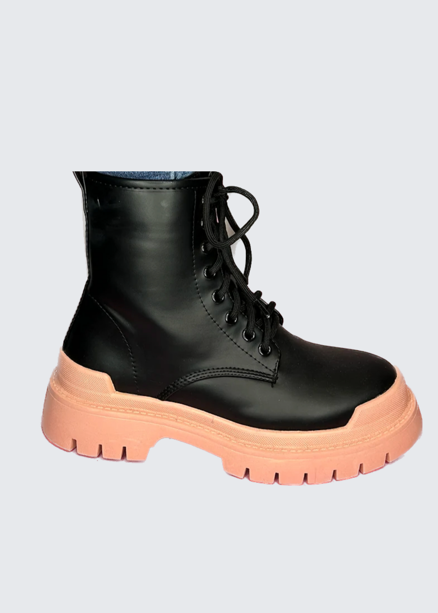 Black Combat Boots w/ Pink Soles