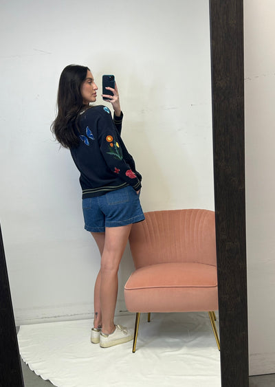 The Pink Door Pull On Dark Denim Shorts